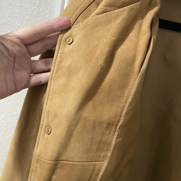 Tan Suede Leather Barn Coat Utility Jacket Mens XL Sport Chore Hunting - Picture 11 of 16